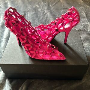 The Attico Grid Pump Pink Pointed Heel 39